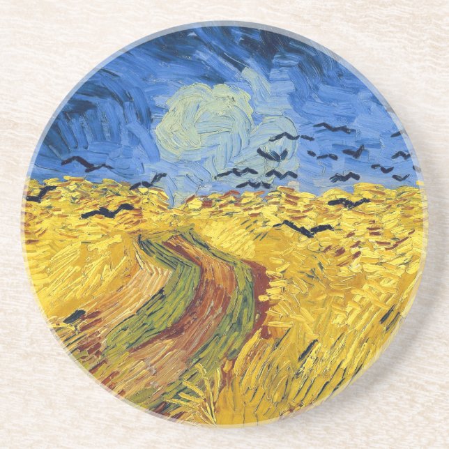 Porta-copos Pintura impressionista Campos de Trigo de Van Gogh (Frente)