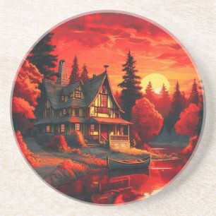 Porta-copos Pintura solar com algodão e lago-66633