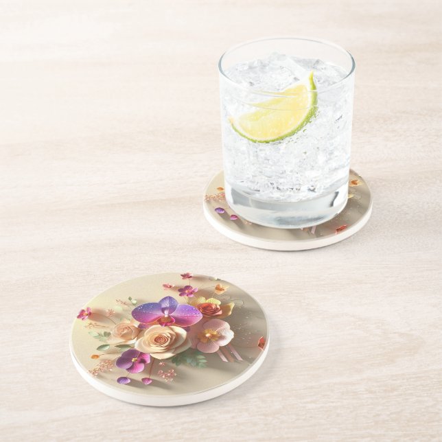 Porta-copos Placa de saudação 3D do primavera Blossomo - Rosas (Lateral)