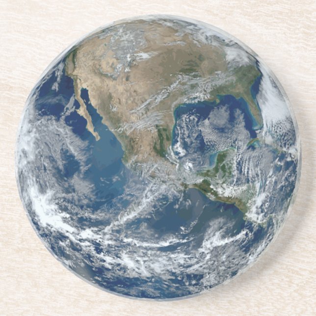 Porta-copos Planeta Terra do Espaço Exterior com Nuvens (Frente)