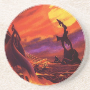 Porta-copos Planeta Vulcão de Ficção Científica Vintage com La