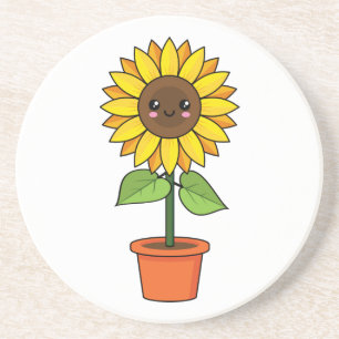 Porta-copos Planta de girassol de Kawaii em Pote