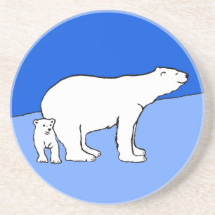 Porta-copos Polar Bear Mãe e Pintura em Cubo - Arte Selvagem