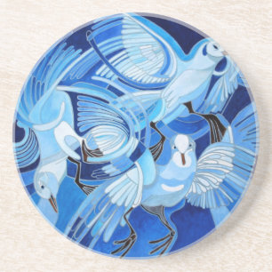 Porta-copos Pombos em azul