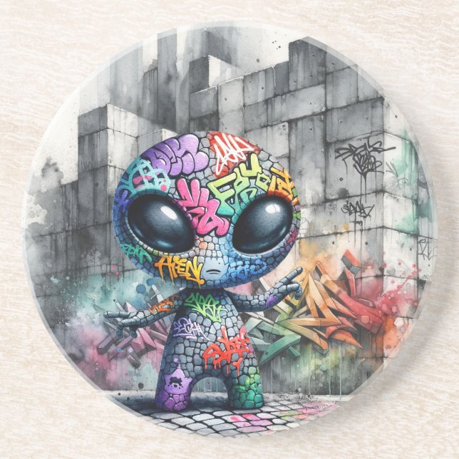 Porta-copos Pop Art Graffiti Alien (Frente)