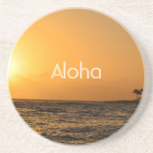 Porta-copos Pôr do sol no oceano da praia de Kauai (minha foto