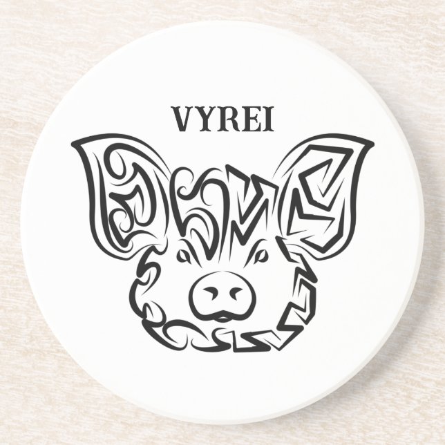 Porta-copos Porco Tribal Negro e Branco (Frente)