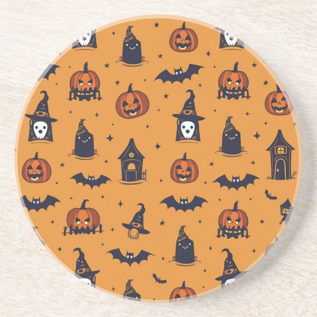 Porta-copos Portas copos de Halloween com pequenos fantasmas e (Frente)