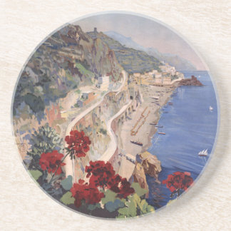 Porta-copos Poster de viagens do italiano do vintage de Amalfi