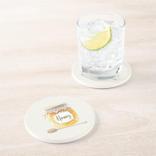 Porta-copos Pote de Mel Creme Dourado Nutrição Cozinha