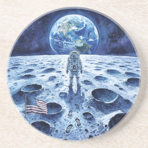 Porta-copos Pouso na Lua - Astronauta e Bandeira Americana