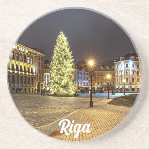 Porta-copos Praça Dome com árvore de Natal em Riga