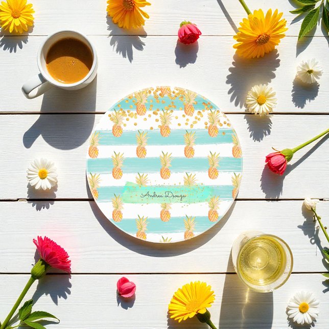 Porta-copos Praia Amarelo Turquesa Tropical (Criador carregado)