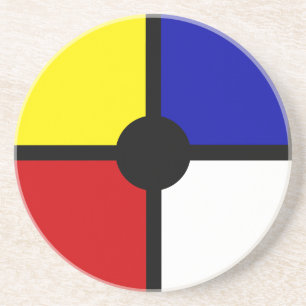 Porta-copos Preto, Azul, Vermelho, Amarelo e Branco Abstrato E