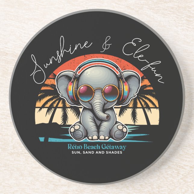 Porta-copos Primavera Sunshine e Ele se diverte Retro Beach. (Frente)