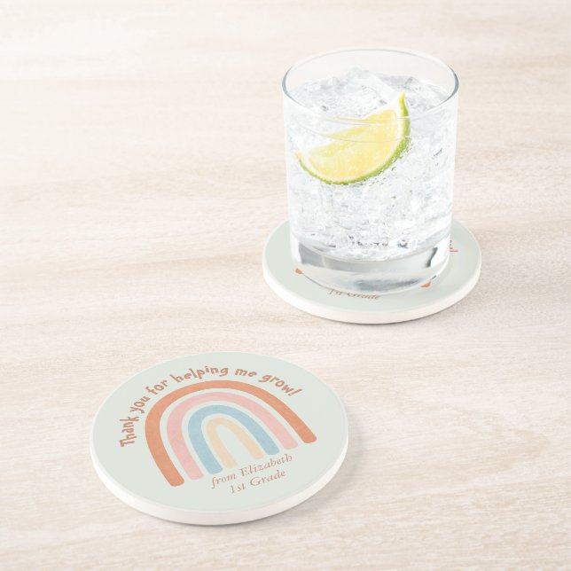 Porta-copos Professor de Arco-Íris Moderno, Aquarela Obrigado (Lateral)