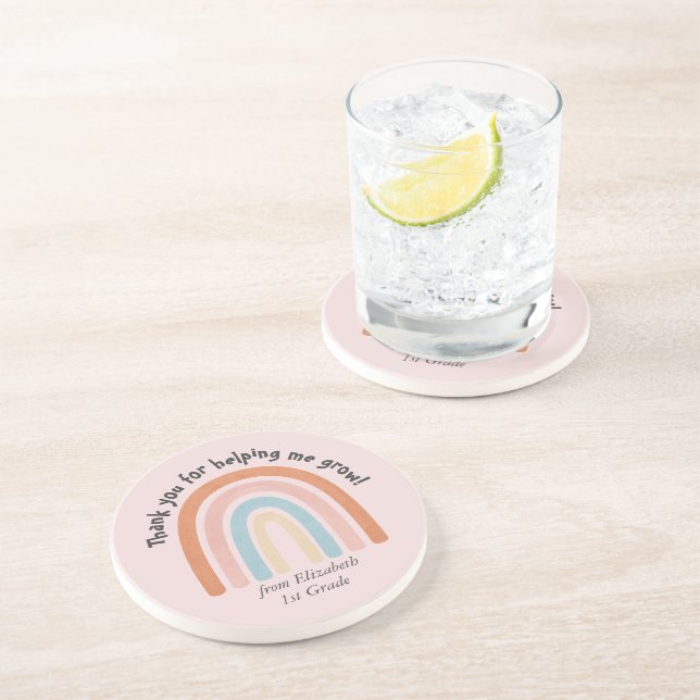Porta-copos Professor de Arco-Íris Moderno, Aquarela Obrigado (Lateral)