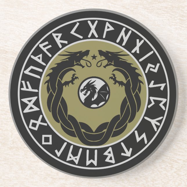 Porta-copos Proteção de Runa Viking Dragão (Frente)