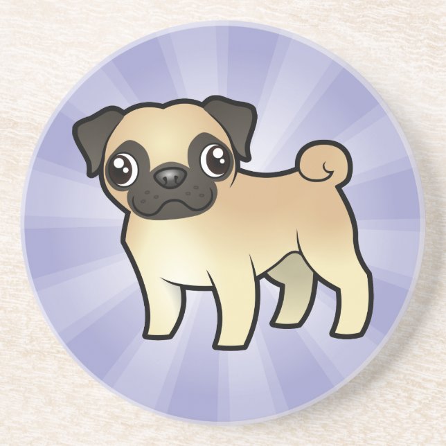 Porta-copos Pug dos desenhos animados (Frente)