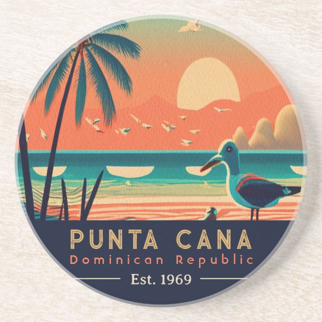 Porta-copos Punta Cana DR. Retro Sunset Souvenirs 1960 (Frente)