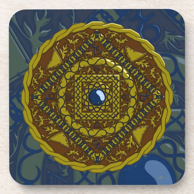 Porta copos Quadrada do Capricorn Mandala (Frente)