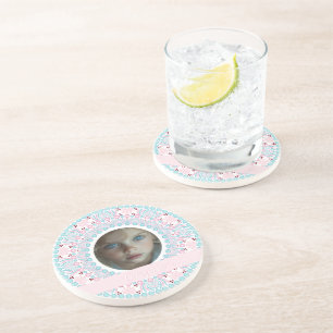 Porta-copos Quadro Bonito de Pastel Rosa e Azul de Mandala