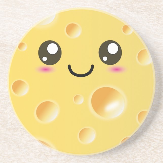Porta-copos Queijo Feliz de Kawaii Cute (Frente)
