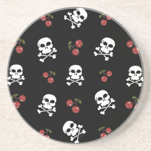 Porta-copos RAB Rockabilly Caveiras e Cerejas em Preto