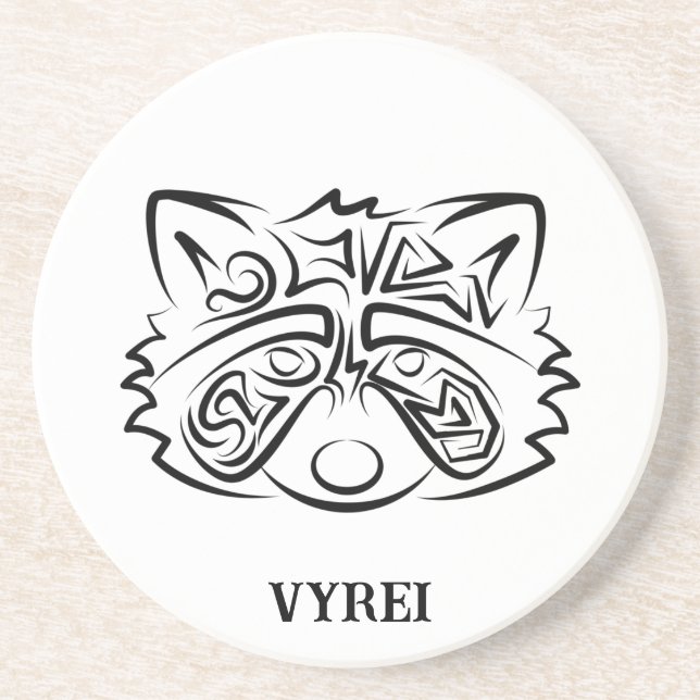 Porta-copos Racconon Tribal Negro e Branco (Frente)