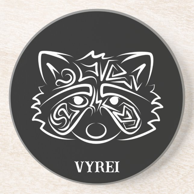 Porta-copos Racconon Tribal Negro e Branco (Frente)