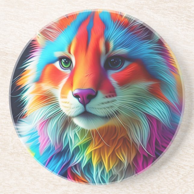 Porta-copos Rainbow Colour Furry Cat-68587 (Frente)