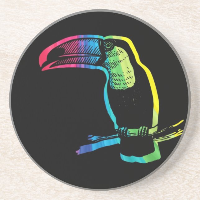 Porta-copos Rainbow Toucan em preto (Frente)