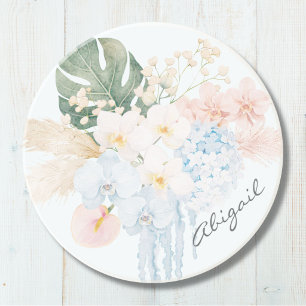Porta-copos Ramalhete Floral de Flores Tropicais em Aquarela M