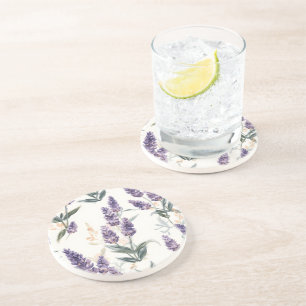 Porta-copos Raminhos de Lavanda Botânica Aquarela Roxo Floral