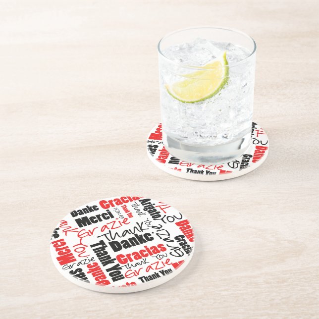 Porta-copos Red Black Obrigado Palavra (Lateral)