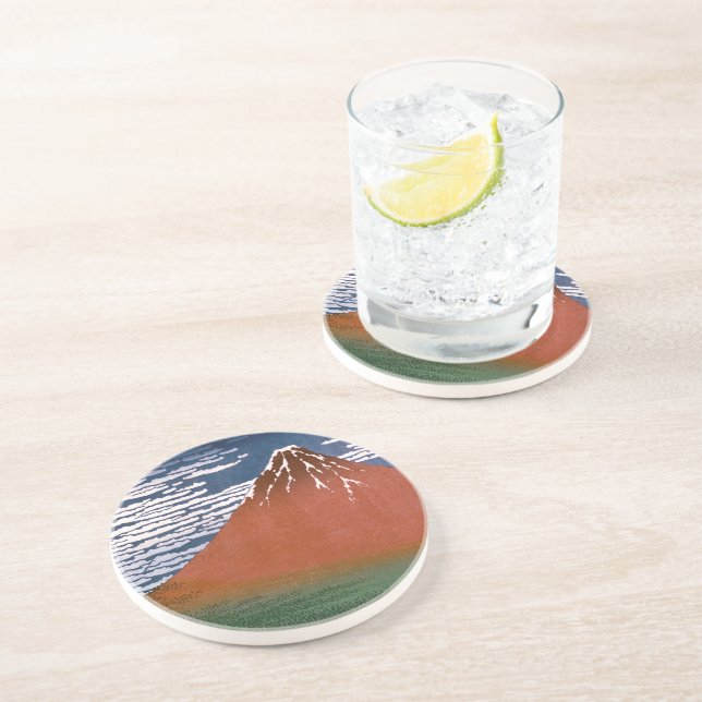 Porta-copos Red Fuji, Aka Fujiyama Volcano Katsushika Hokusai (Lateral)