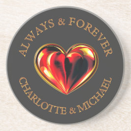 Porta-copos Red Love Heart Always And Forever Twinflame Name