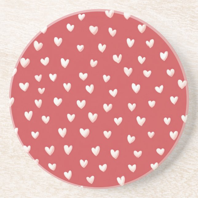 Porta-copos Red White Hearts Valentine's Day (Frente)