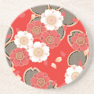 Porta-copos Red & White Sakura Japan Kimono
