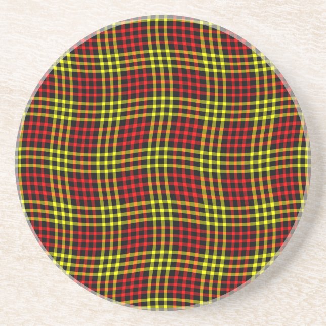 Porta-copos Red Yellow Plaid Checker Seamless Pattern (Frente)