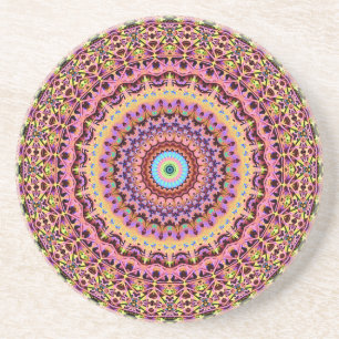 Porta copos redonda da mandala a psicadélico do