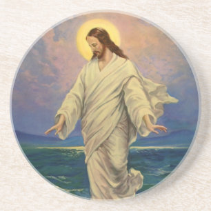 Porta-copos Religião Vintage, Jesus Cristo está andando sobre