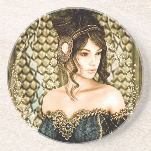 Porta-copos Retrato de Princesa de Conto de Fadas Encantado (Frente)