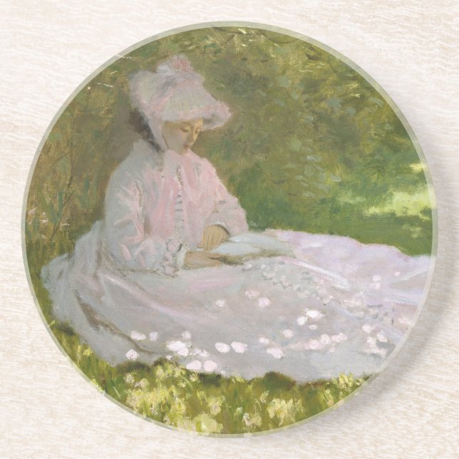 Porta-copos Retrato Impressionista de Primavera, Claude Monet (Frente)