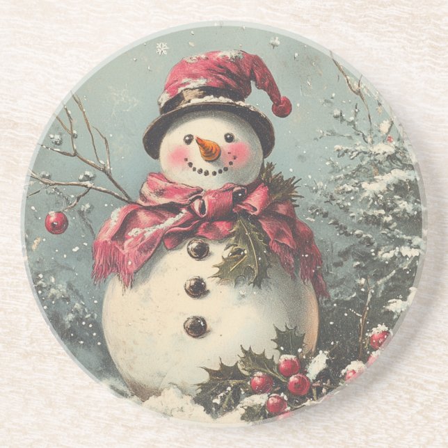 Porta-copos Retro Christmas Snowman (Frente)