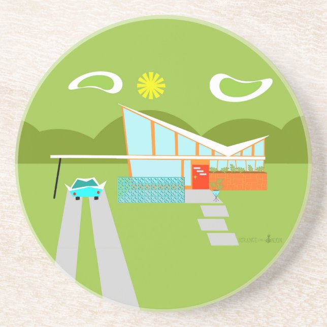 Porta copos retro da bebida do arenito da casa do (Frente)