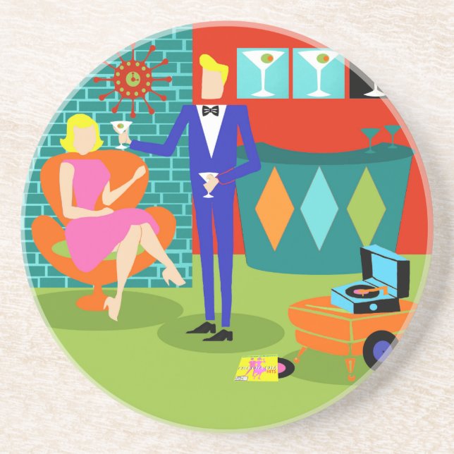 Porta copos retro do arenito do casal de Martini (Frente)