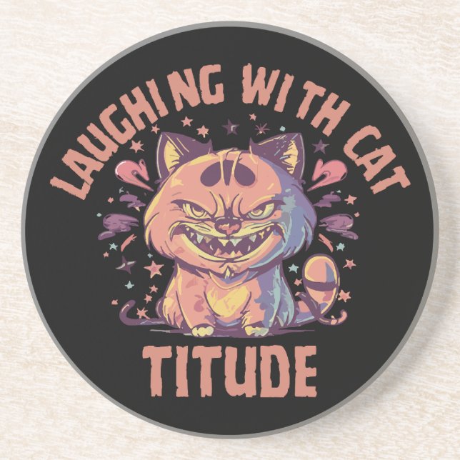 Porta-copos Rindo com Cat-titude (Frente)