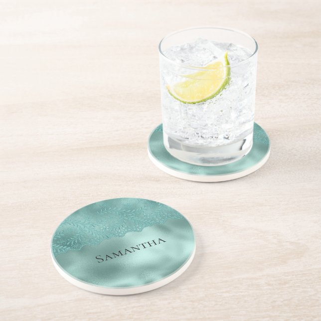 Porta-copos Robin Egg Green Lace (Lateral)