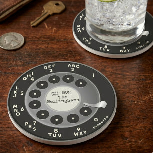 Porta-copos Roda de telefone vintage personalizada em pedra ar